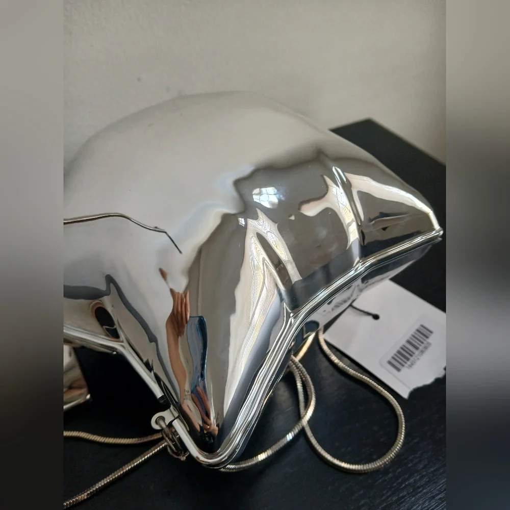 NWT Zara METALLIC SILVER BALLOON STAR SHAPED BOX CLUTCH crossbody PURSE NEW - Picture 12 of 16